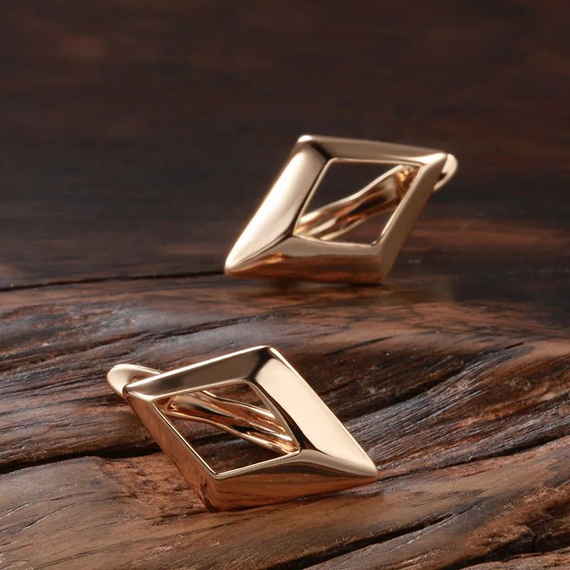 Chic Rhombus Dangle Earrings in 585 Rose Gold - Elegant High-Quality Jewelry