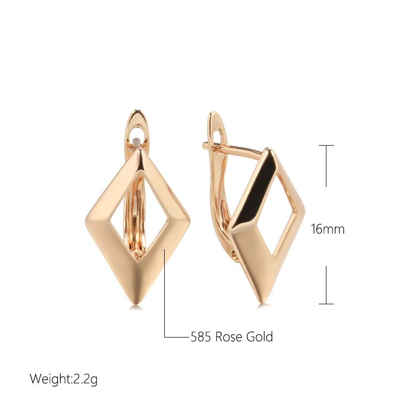 Chic Rhombus Dangle Earrings in 585 Rose Gold - Elegant High-Quality Jewelry