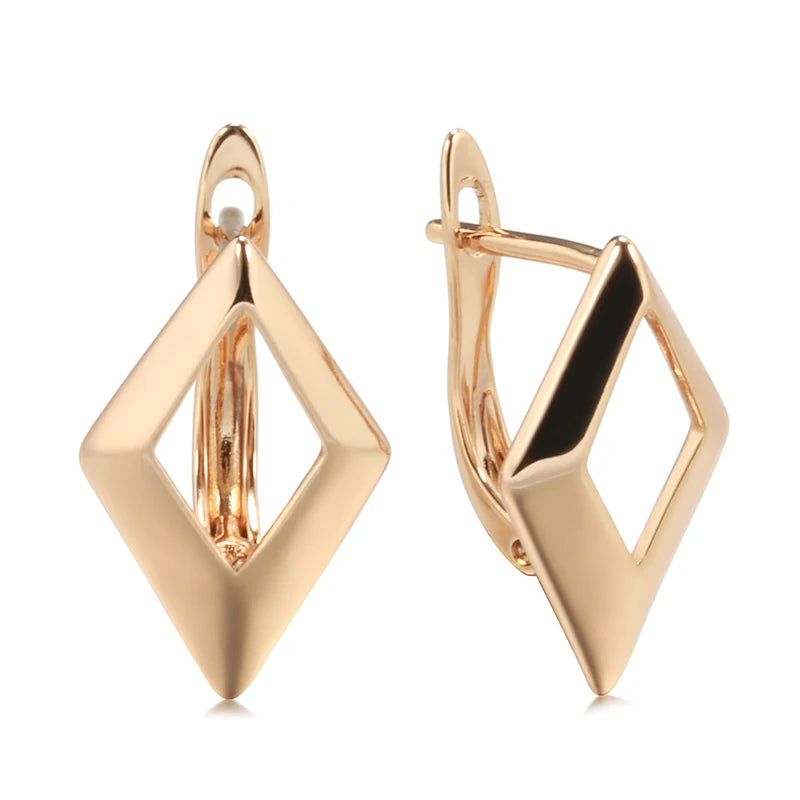 Chic Rhombus Dangle Earrings in 585 Rose Gold - Elegant High-Quality Jewelry