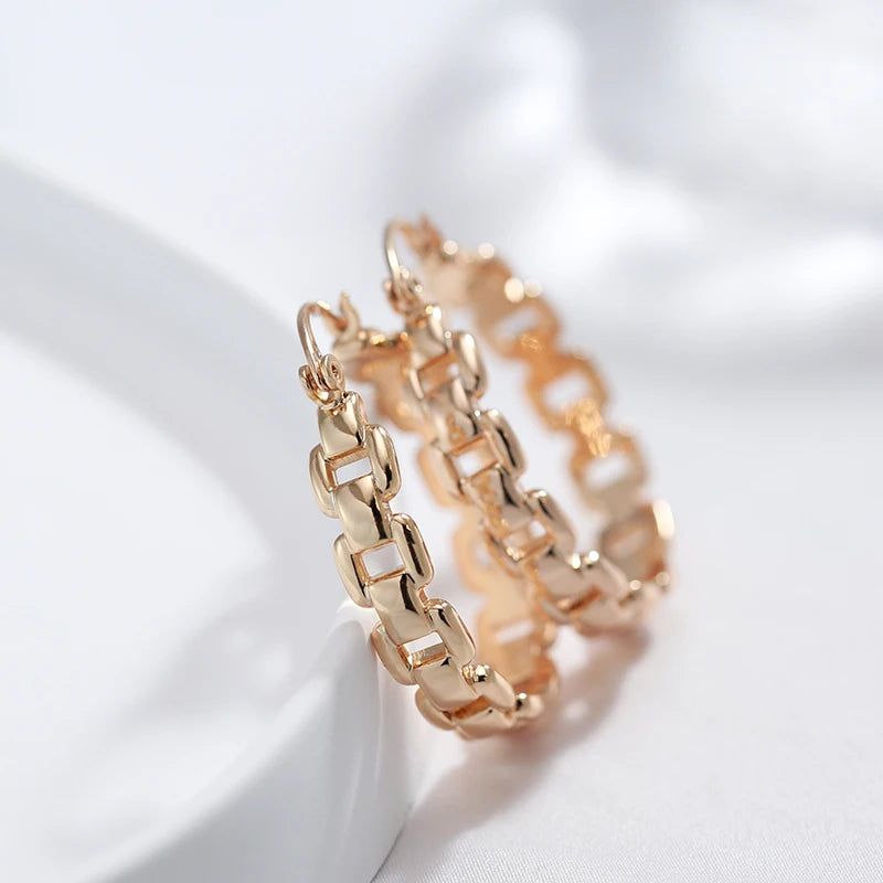 Chic Rose Gold Geometric Big Hoop Earrings - High-Quality Fashion Jewelry