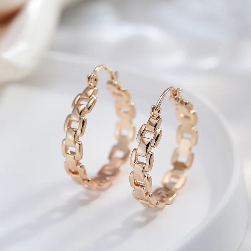 Chic Rose Gold Geometric Big Hoop Earrings - High-Quality Fashion Jewelry