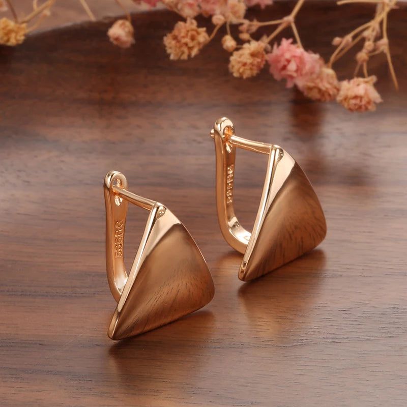 Chic Rose Gold Geometric Dangle Earrings - Trendy High-Quality Jewelry with Cubic Zirconia