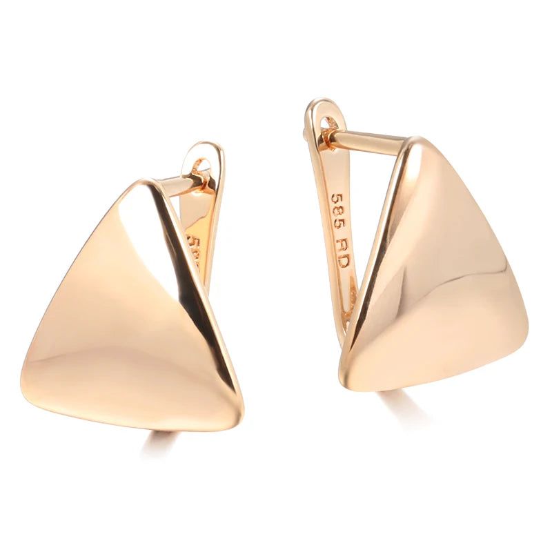 Chic Rose Gold Geometric Dangle Earrings - Trendy High-Quality Jewelry with Cubic Zirconia