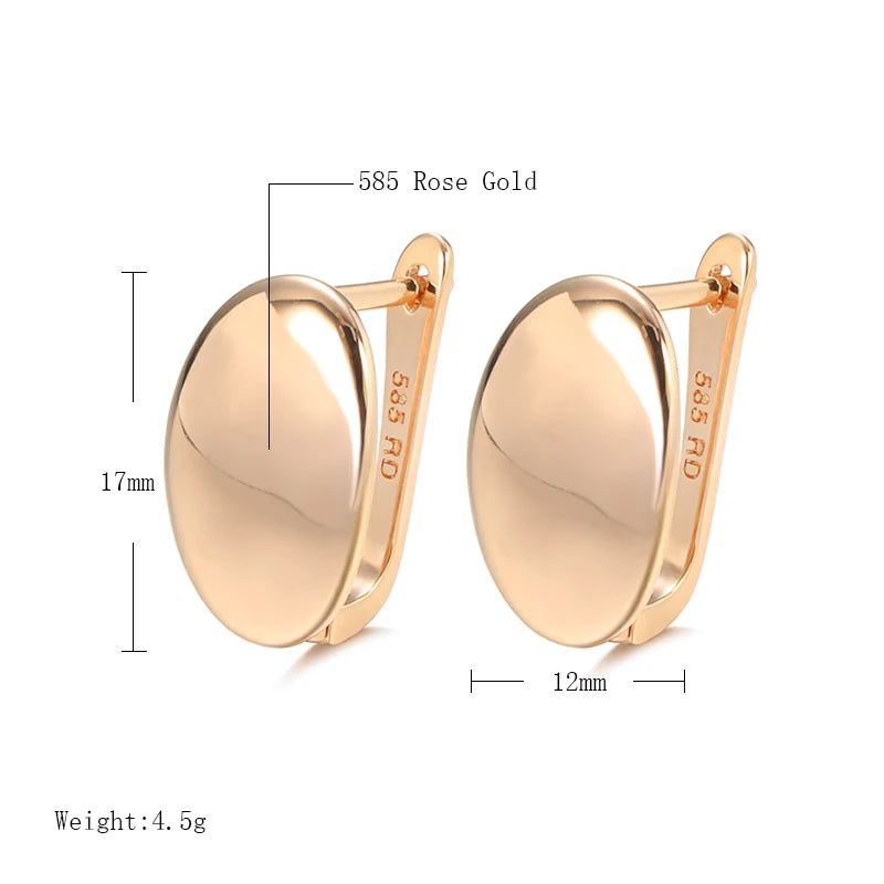 Chic Rose Gold Oval Dangle Earrings with Glossy Finish – High-Quality Fashion Jewelry