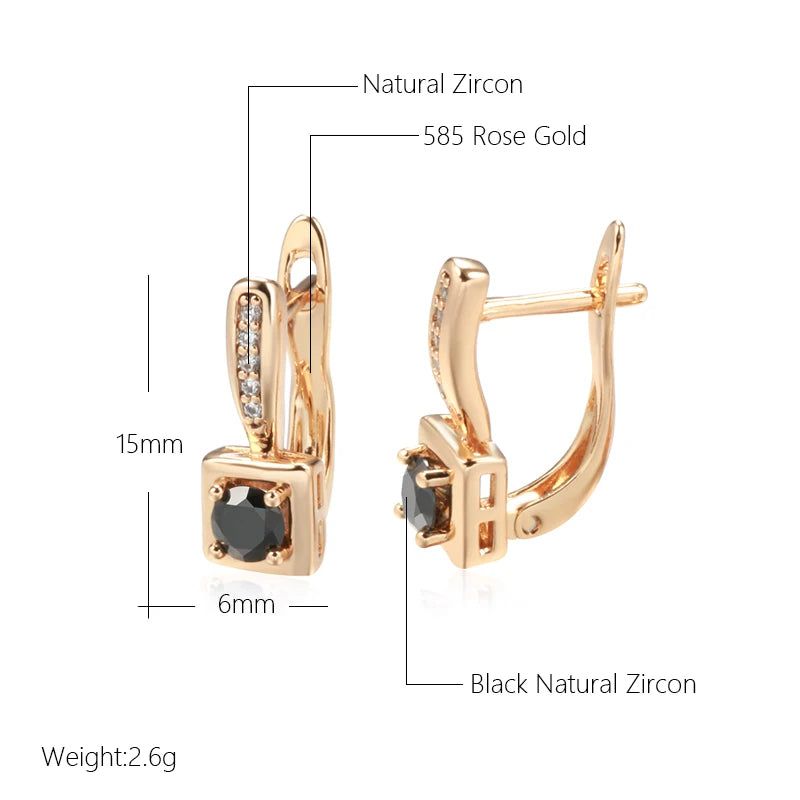 Chic Rose Gold Square Zircon Stud Earrings with English Lock Closure