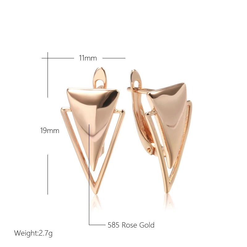 Chic Rose Gold Triangle Dangle Earrings - High-Quality Glossy Fashion Jewelry