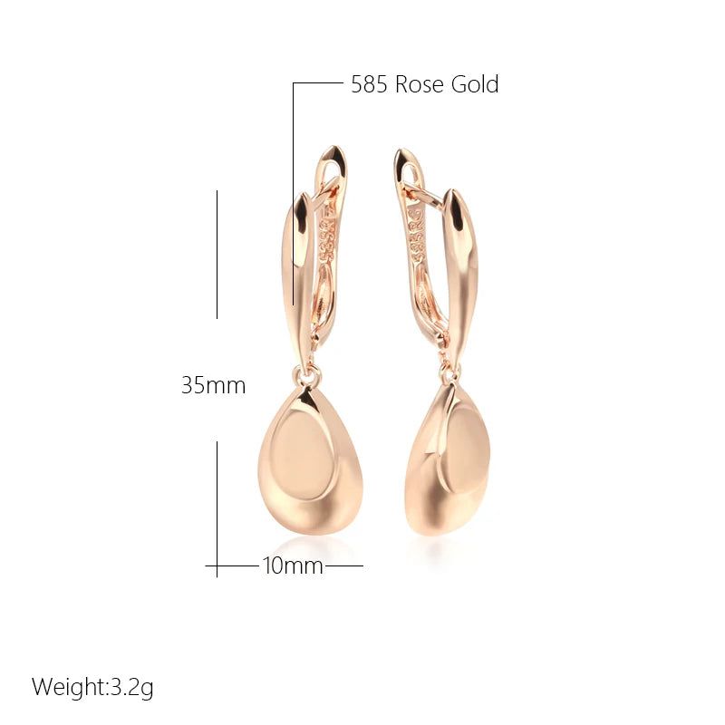 Chic Rose Gold Water Drop Dangle Earrings - Stylish Glossy Jewelry for Every Occasion