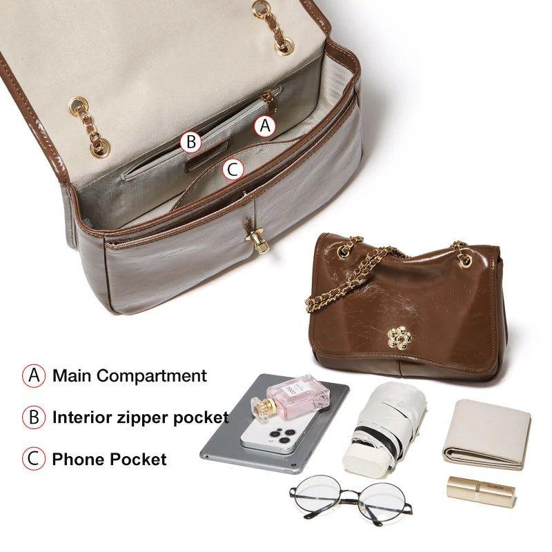 Chic Silver Split Leather Handbag for Women - Versatile Crossbody and Shoulder Bag with Large Capacity