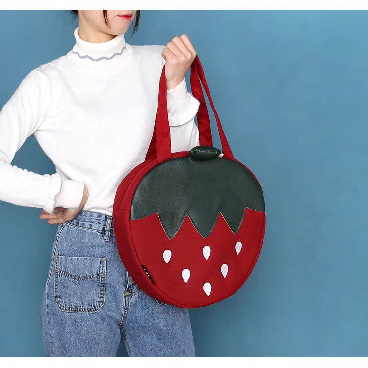 Chic Strawberry Print Oversized Tote Bag for Women - Stylish Luxury Shoulder Handbag & Messenger Purse for Shopping