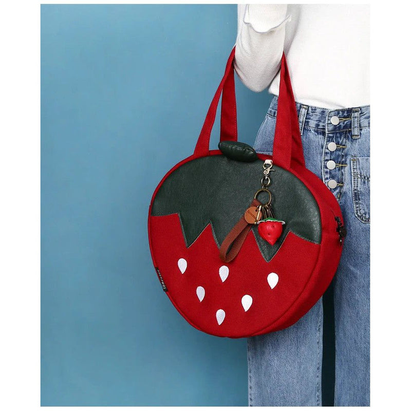 Chic Strawberry Print Oversized Tote Bag for Women - Stylish Luxury Shoulder Handbag & Messenger Purse for Shopping