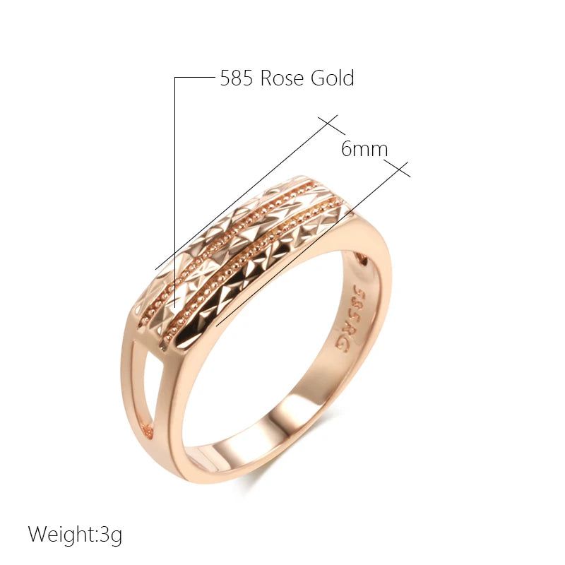 Chic Vintage Hollow Glossy Cocktail Ring in 585 Rose Gold with Cubic Zirconia