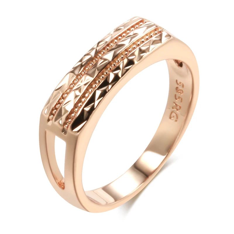 Chic Vintage Hollow Glossy Cocktail Ring in 585 Rose Gold with Cubic Zirconia