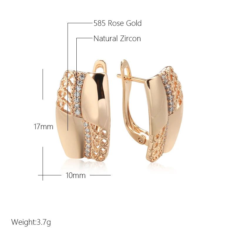 Chic Vintage-Inspired Hollow Flower Earrings with Natural Zircon in Rose Gold