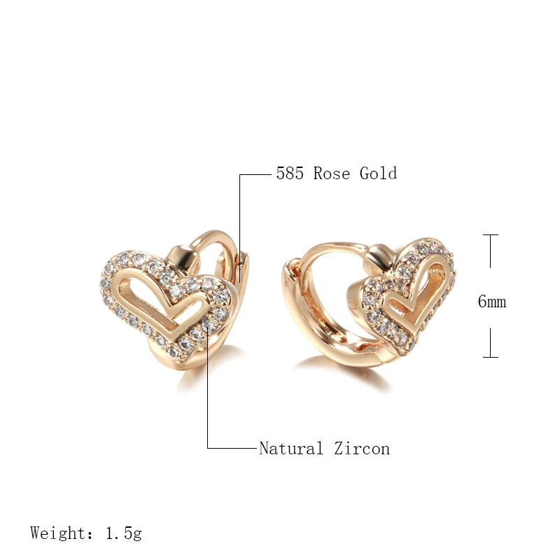 Chic Vintage Rose Gold Hollow Heart Drop Earrings with Natural Zircon