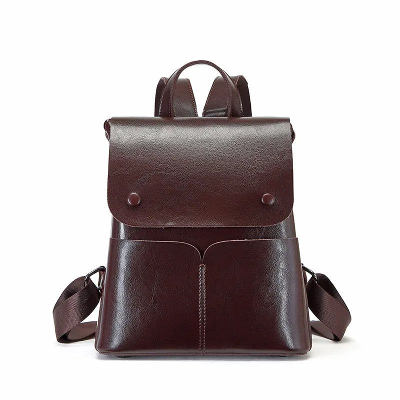 Chic Women's Genuine Leather Backpack - Spacious & Versatile Commuter Bag