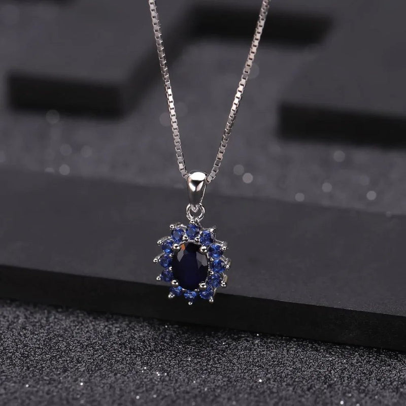 Classic 0.94Ct Blue Sapphire 14K Gold Necklace