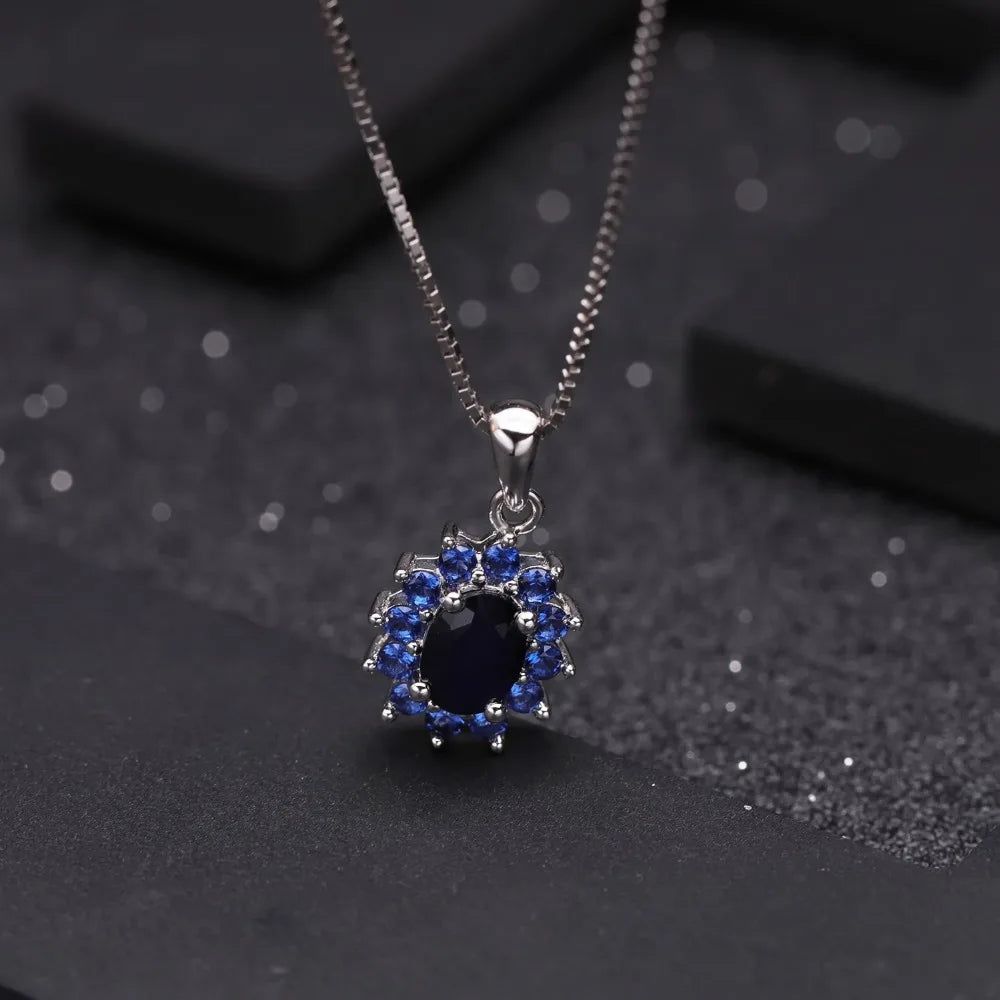 Classic 0.94Ct Blue Sapphire 14K Gold Necklace