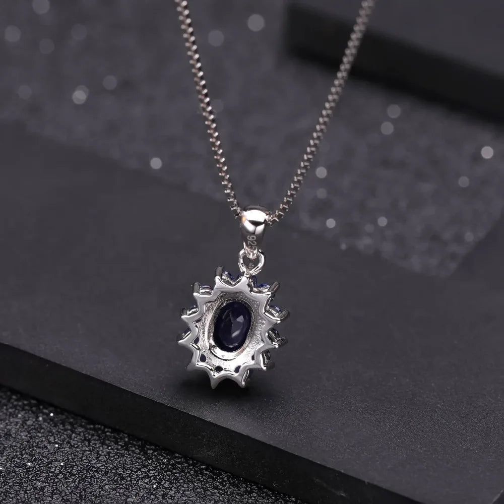 Classic 0.94Ct Blue Sapphire 14K Gold Necklace