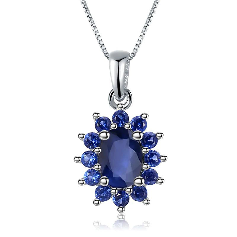 Classic 0.94Ct Blue Sapphire 14K Gold Necklace