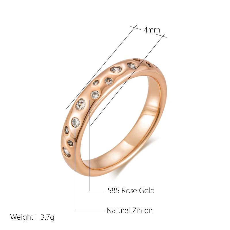 Classic 585 Rose Gold Full Circle Cocktail Ring with Natural Zircon Accents