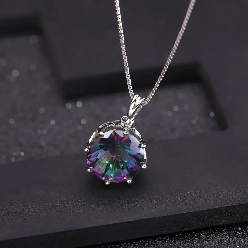 Classic 9.64Ct Rainbow Mystic Quartz Pendant Necklace