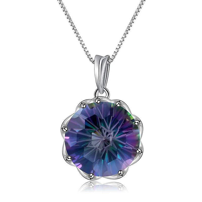 Classic 9.64Ct Rainbow Mystic Quartz Pendant Necklace