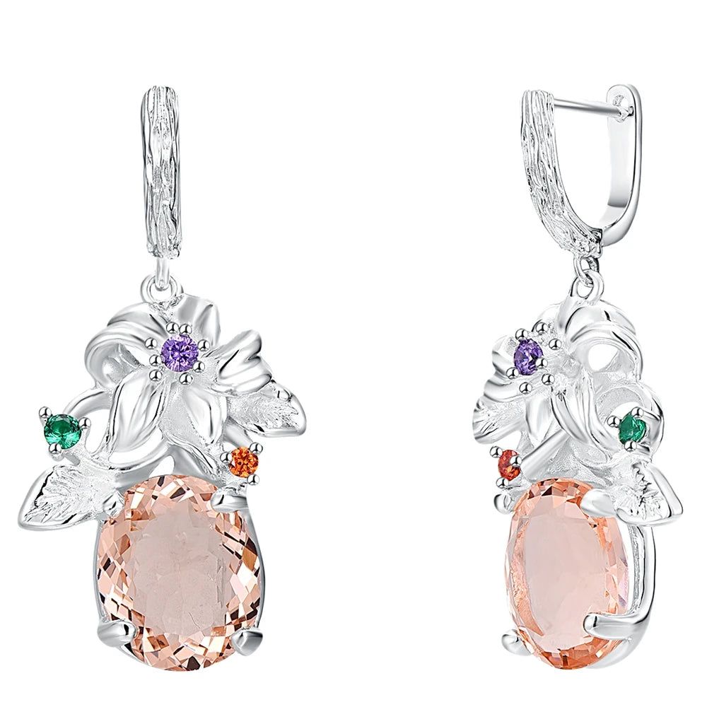 Classic Baroque Peach CZ Drop Earrings - Silver Plated Fashion Jewelry for Birthdays