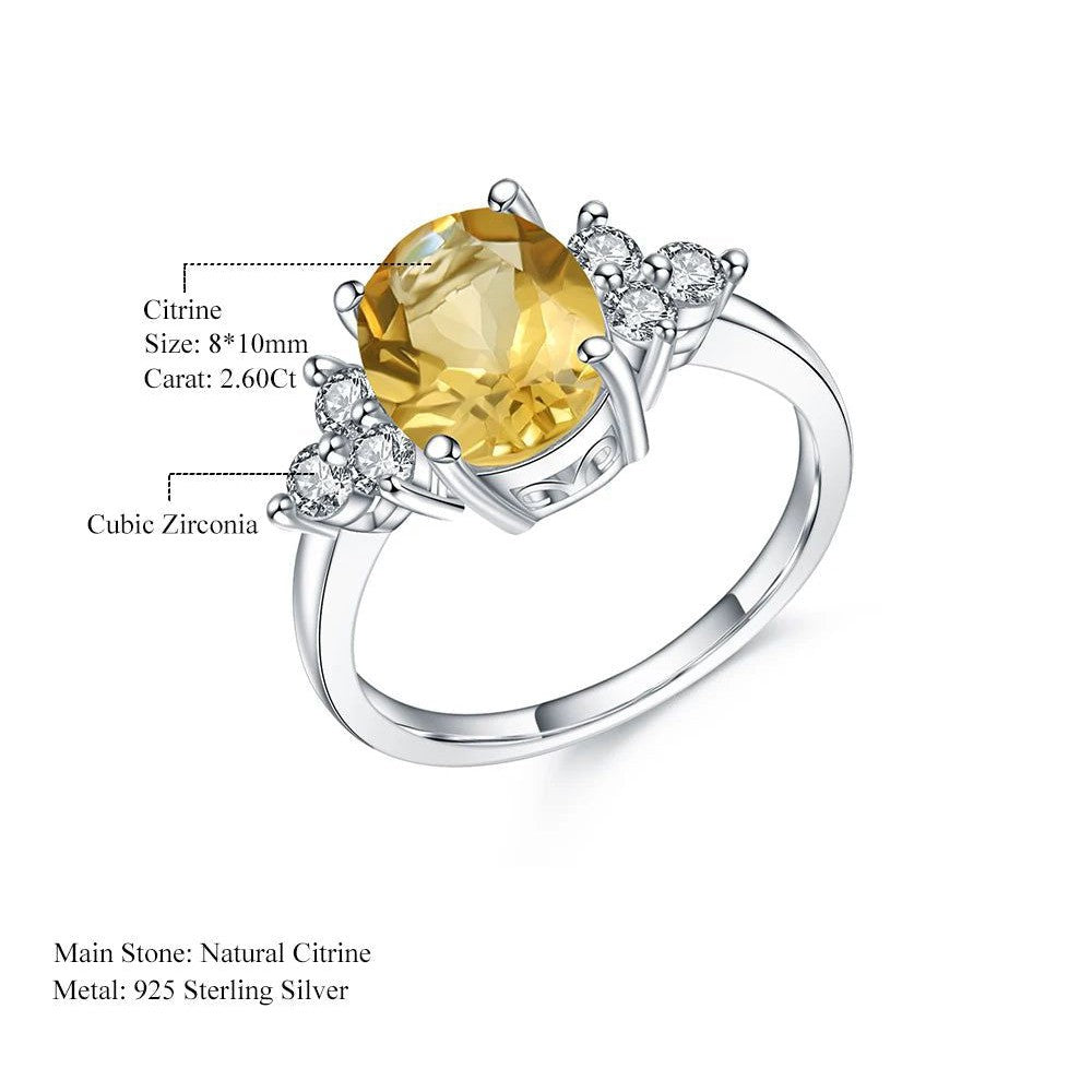 Classic Oval 2.60Ct Natural Citrine Rings For Women