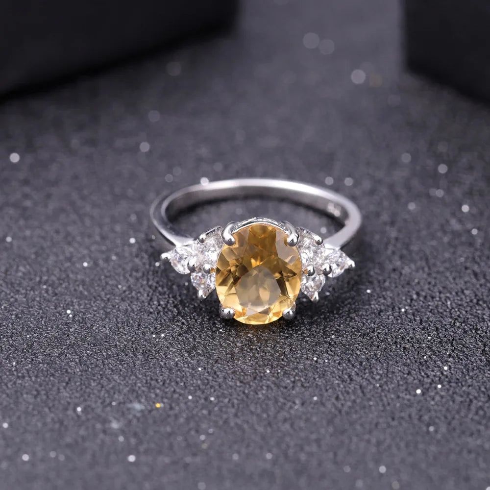 Classic Oval 2.60Ct Natural Citrine Rings For Women