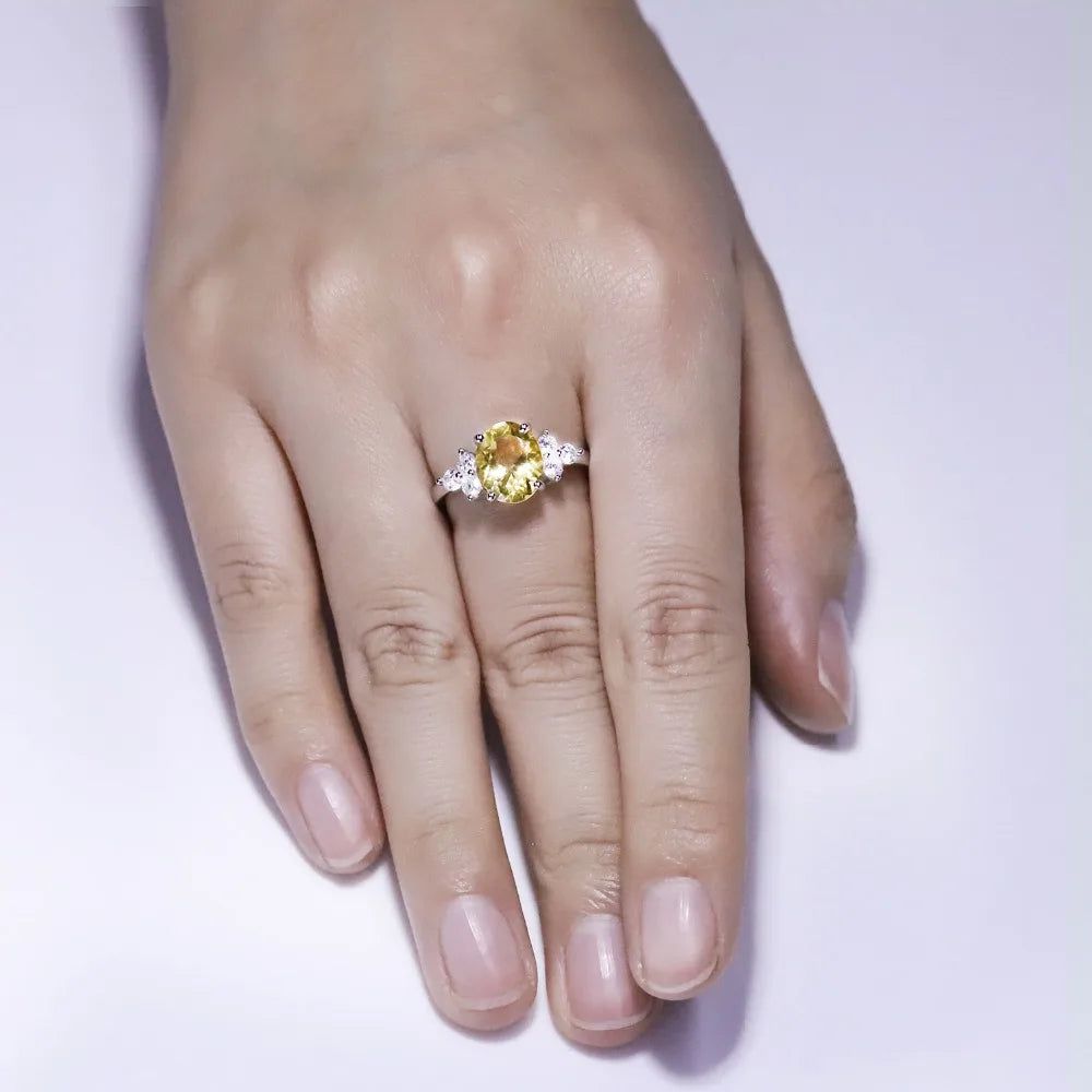 Classic Oval 2.60Ct Natural Citrine Rings For Women