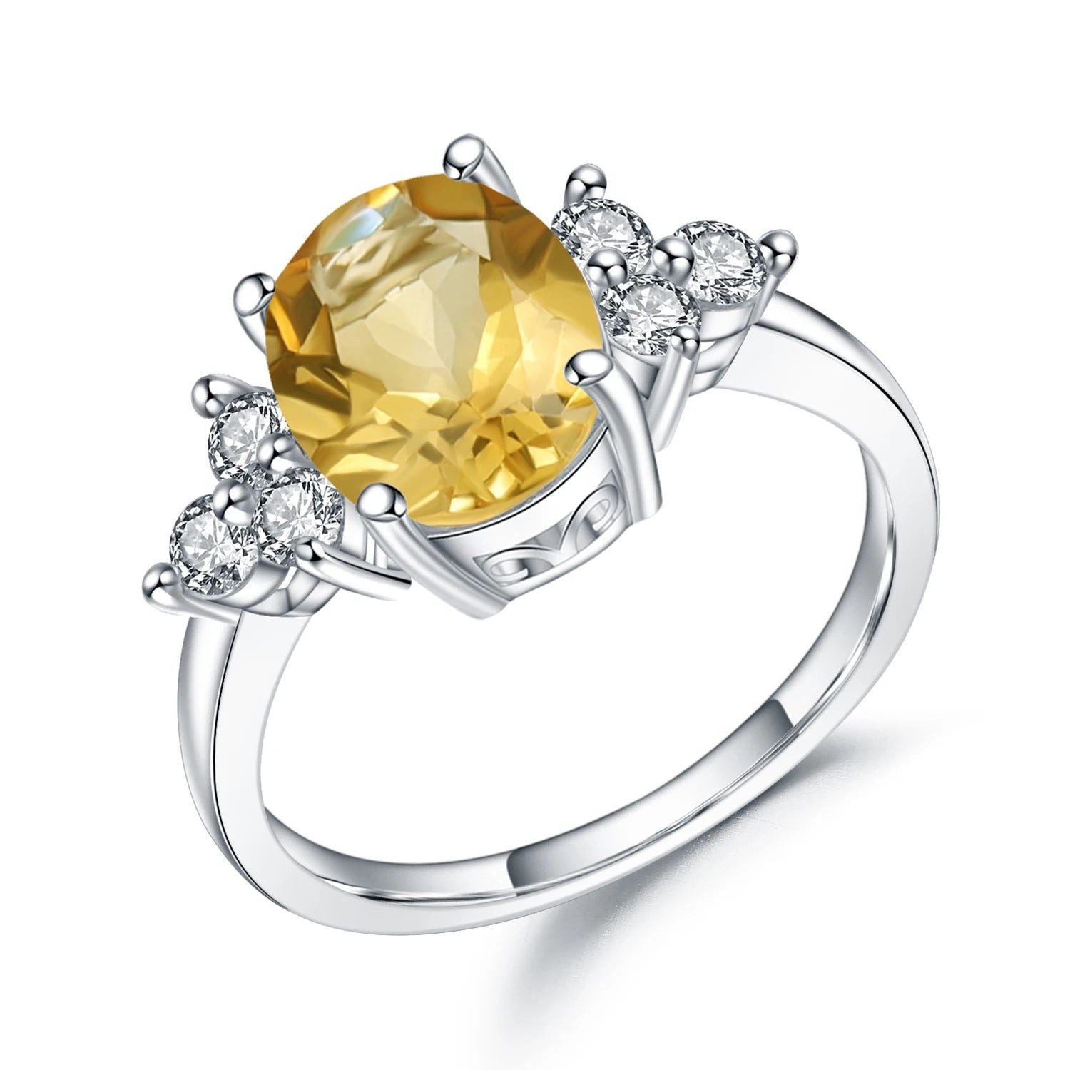 Classic Oval 2.60Ct Natural Citrine Rings For Women