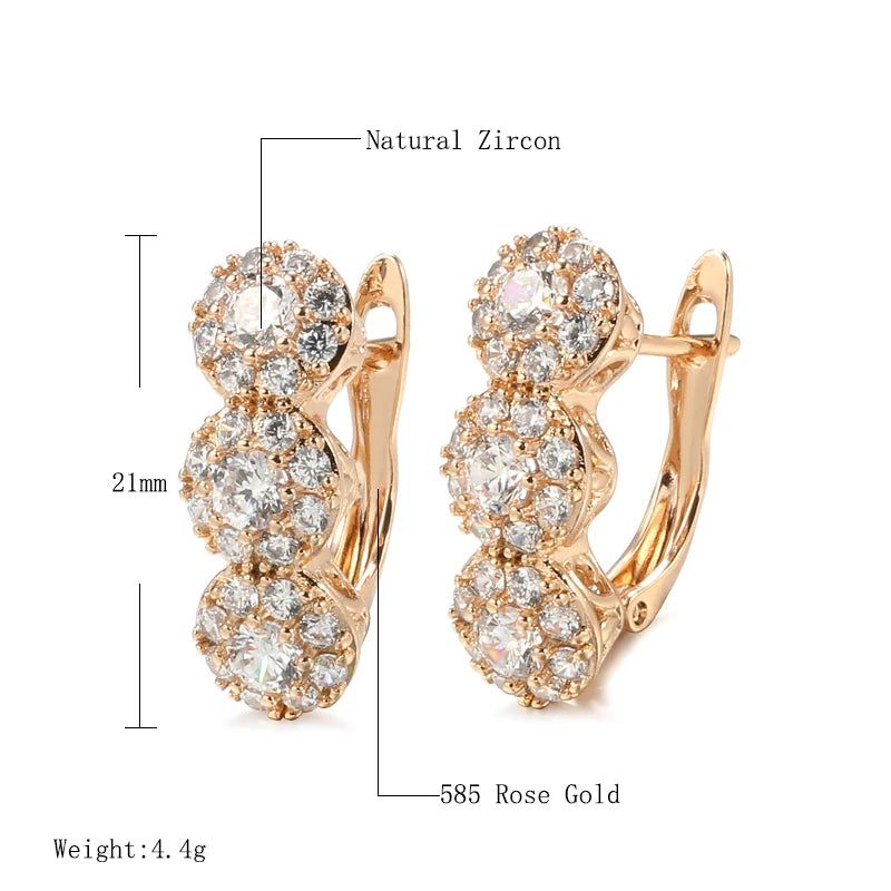 Classic Rose Gold Geometric Dangle Earrings with Natural Zircon