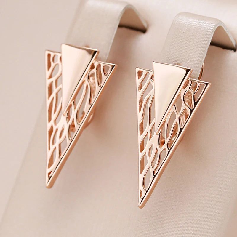 Classic Rose Gold Geometric Drop Earrings - Unique Fashion Jewelry for Romantic Occasions