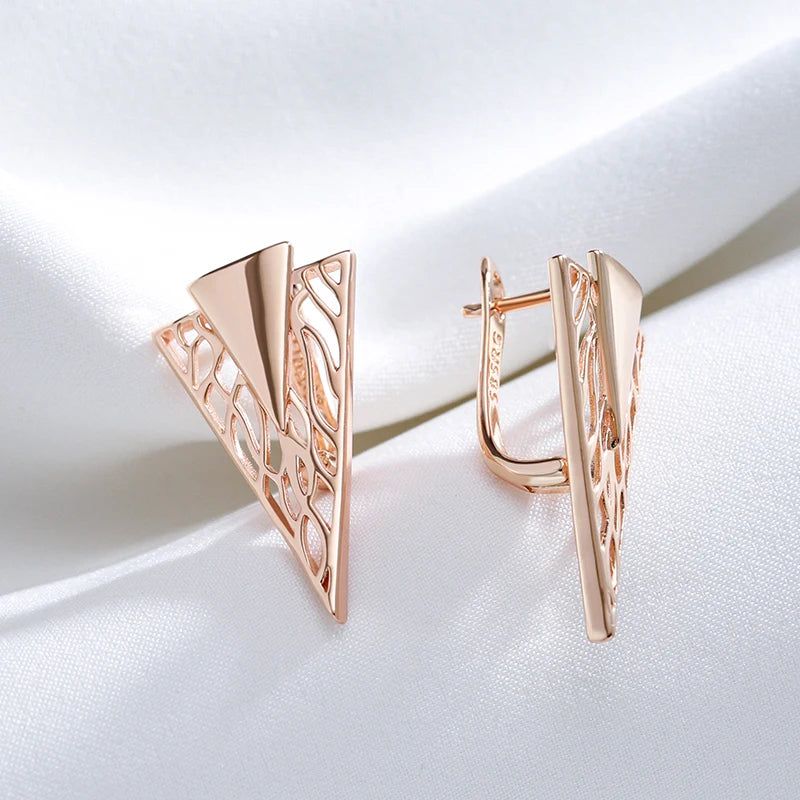 Classic Rose Gold Geometric Drop Earrings - Unique Fashion Jewelry for Romantic Occasions