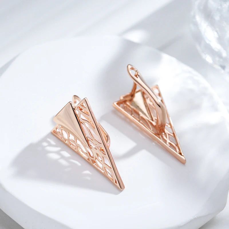 Classic Rose Gold Geometric Drop Earrings - Unique Fashion Jewelry for Romantic Occasions