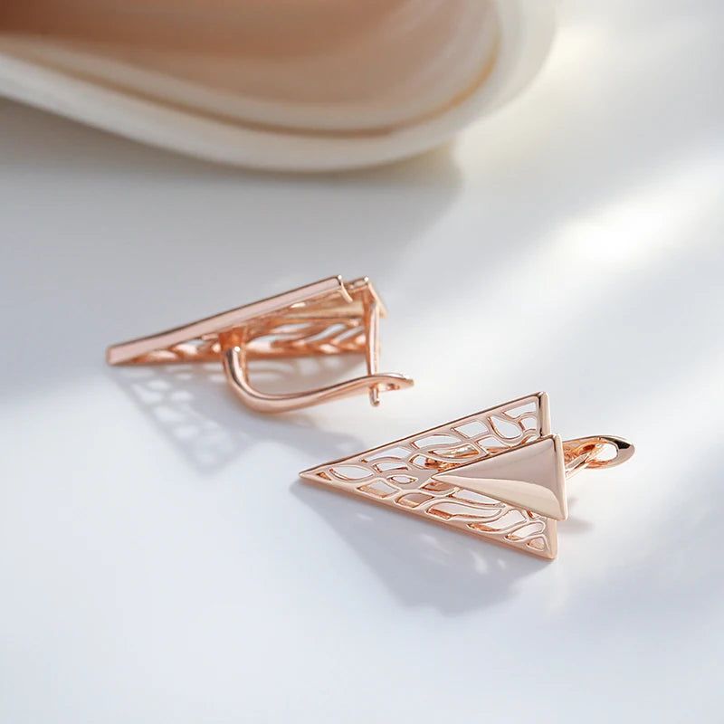 Classic Rose Gold Geometric Drop Earrings - Unique Fashion Jewelry for Romantic Occasions