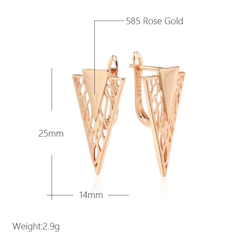 Classic Rose Gold Geometric Drop Earrings - Unique Fashion Jewelry for Romantic Occasions