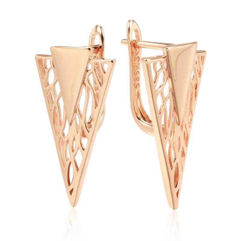 Classic Rose Gold Geometric Drop Earrings - Unique Fashion Jewelry for Romantic Occasions