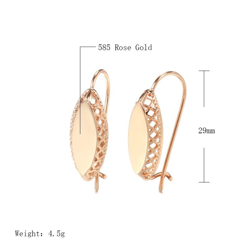 Classic Rose Gold Geometric Drop Earrings with Glossy Finish