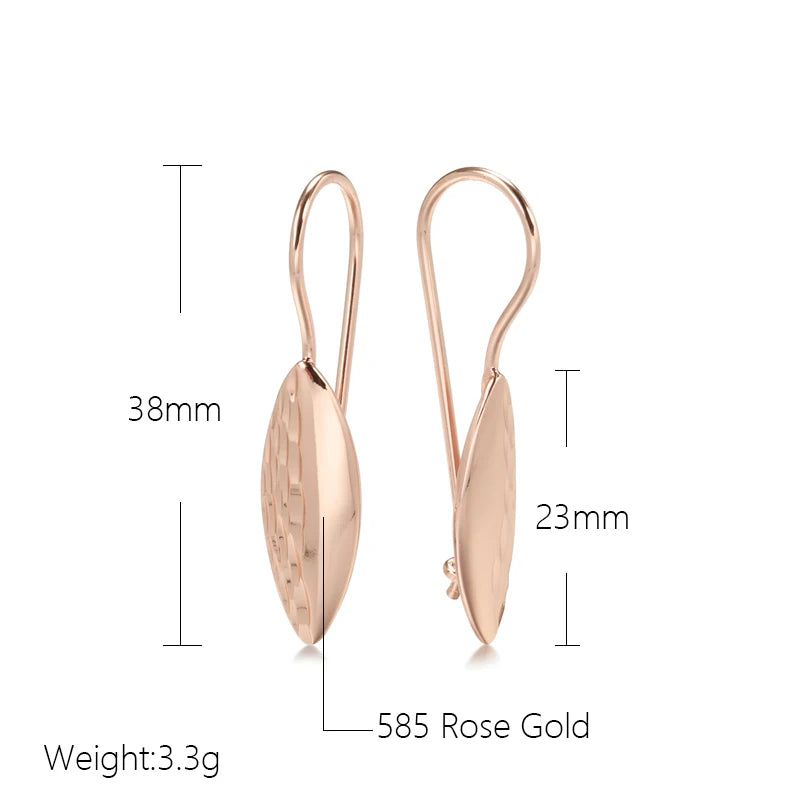 Classic Rose Gold Geometric Drop Earrings with Glossy Finish and Cubic Zirconia