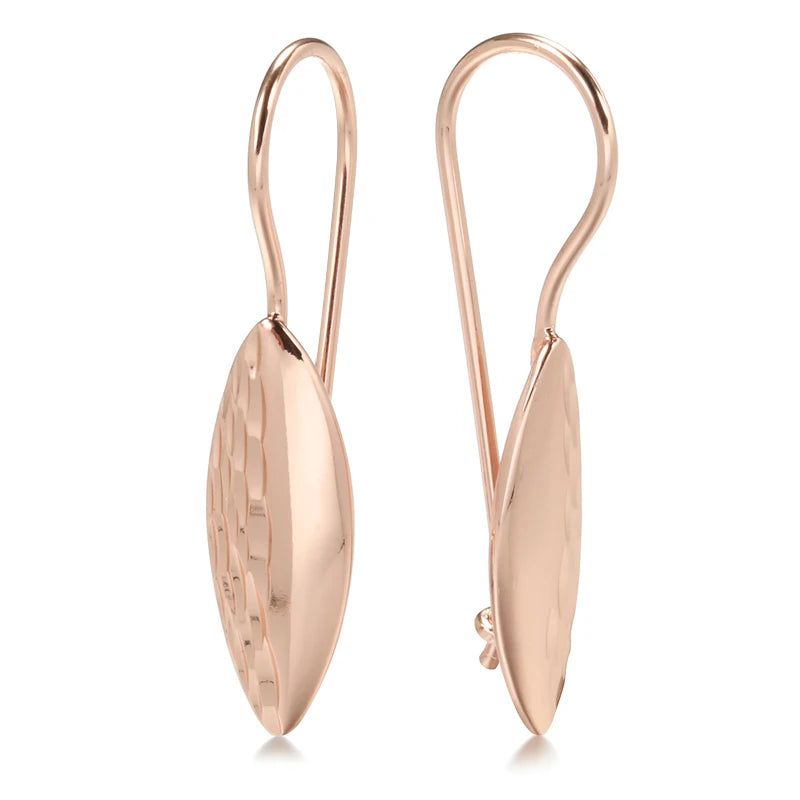 Classic Rose Gold Geometric Drop Earrings with Glossy Finish and Cubic Zirconia