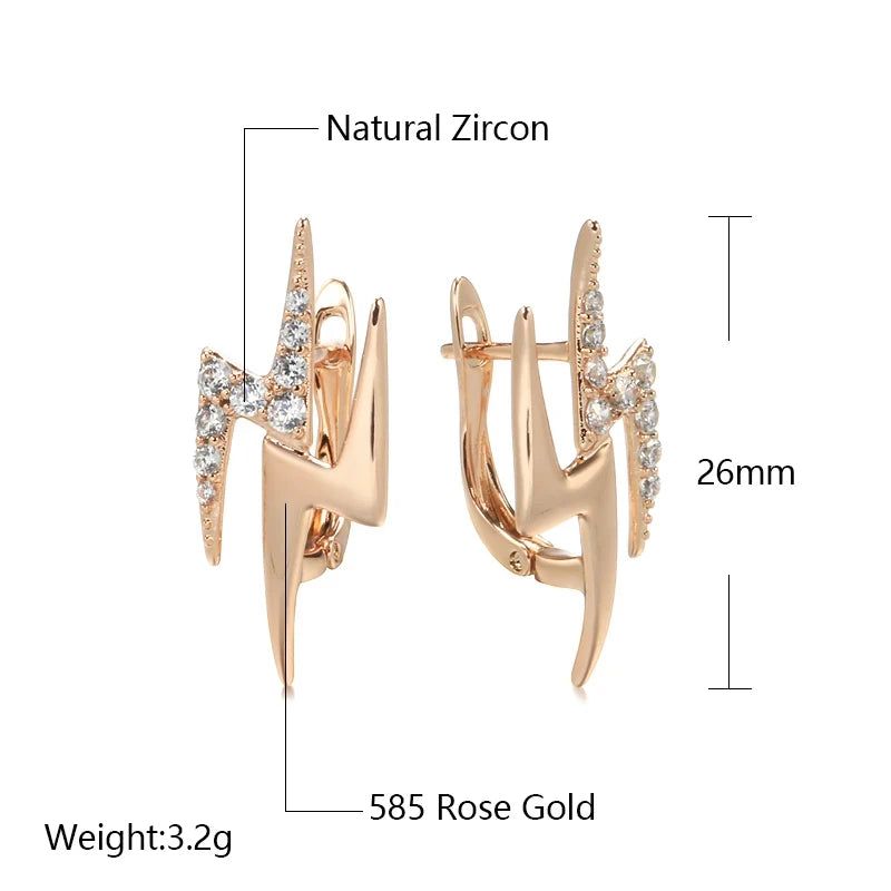 Classic Rose Gold Geometric Drop Earrings with Natural Zircon Accents