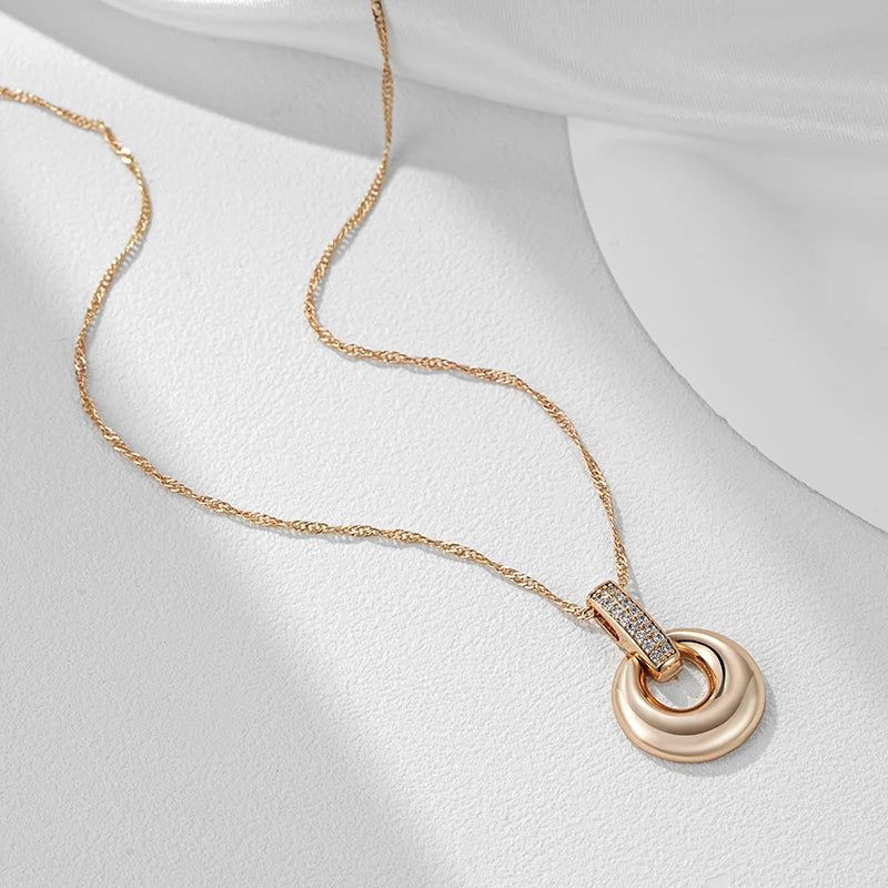 Classic Rose Gold Geometric Zircon Pendant Necklace