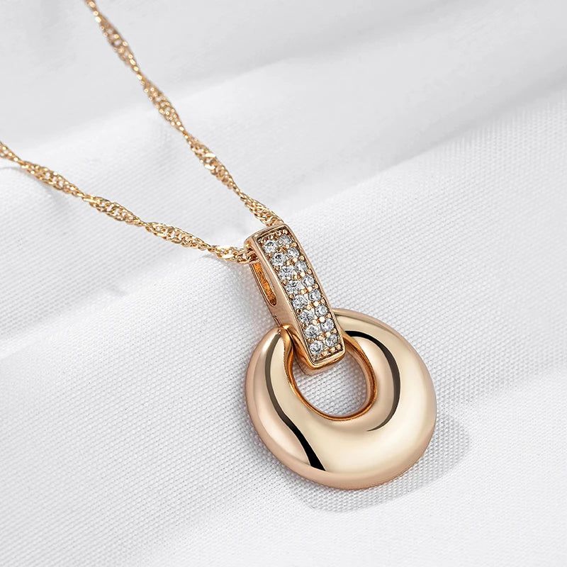 Classic Rose Gold Geometric Zircon Pendant Necklace