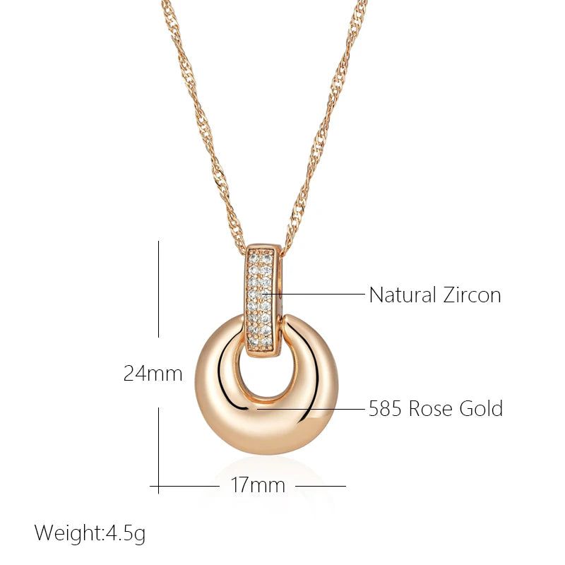 Classic Rose Gold Geometric Zircon Pendant Necklace