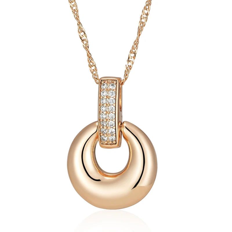 Classic Rose Gold Geometric Zircon Pendant Necklace