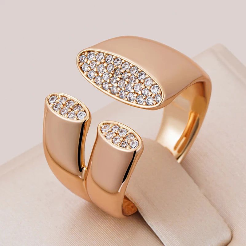 Classic Rose Gold Geometric Zircon Ring – Perfect for Christmas Jewelry