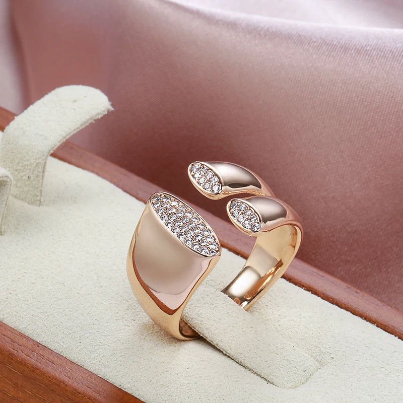 Classic Rose Gold Geometric Zircon Ring – Perfect for Christmas Jewelry