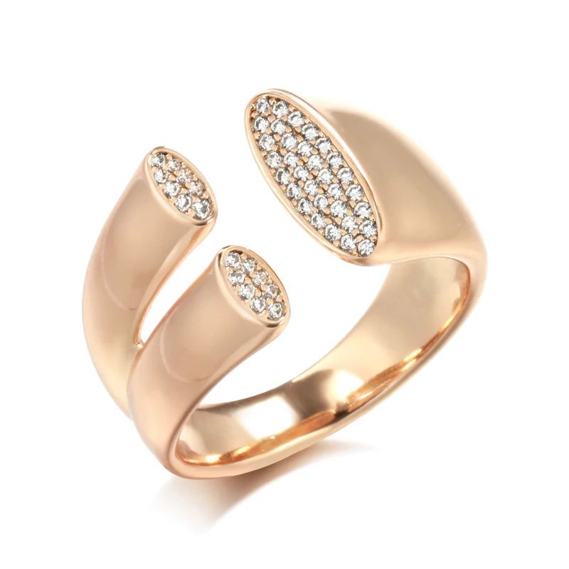 Classic Rose Gold Geometric Zircon Ring – Perfect for Christmas Jewelry