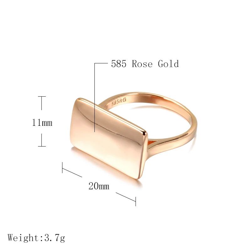 Classic Rose Gold Glossy Dangle Square Ring - High-Quality Vintage Jewelry